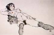 Egon Schiele Recumbent Female Nude with Legs Apart oil painting artist